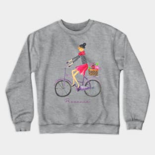 Provence France Biking Bicycling Cute French Girl's Woman's Crewneck Sweatshirt